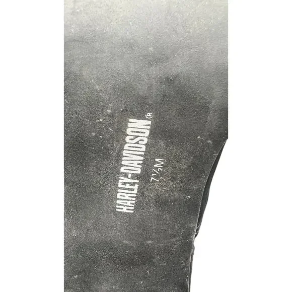 🔥 Harley-Davidson 7.5M Black Leather Harness Moto Biker Boots Chunky Heel Y2K - Picture 4 of 8